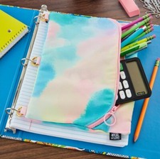 Rainbow Pencil Pouch Case W/ 3D Ring Attachment And Zipper Charm Pen Gear Brand