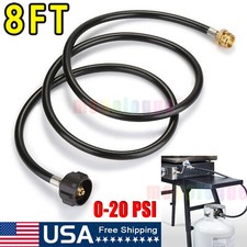 8 FT Propane Hose with QCC1 / Type1 Tank Connects 1lb Appliance to 1-20lb Tank
