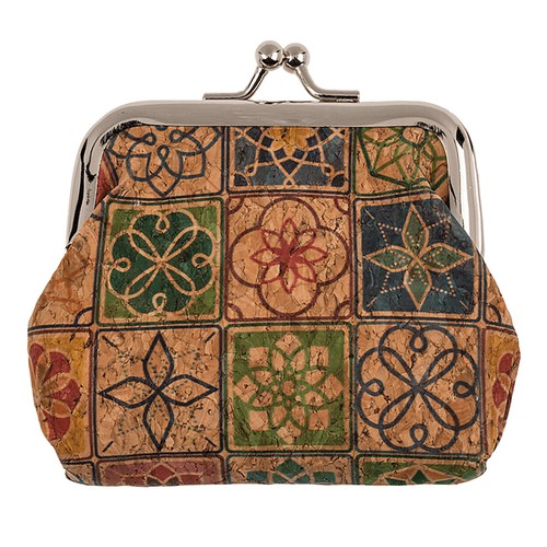 Vegane Münzbörse Natürliche Kork Geldbörse Lederalternative Mandala-Muster-Print - Picture 28 of 33