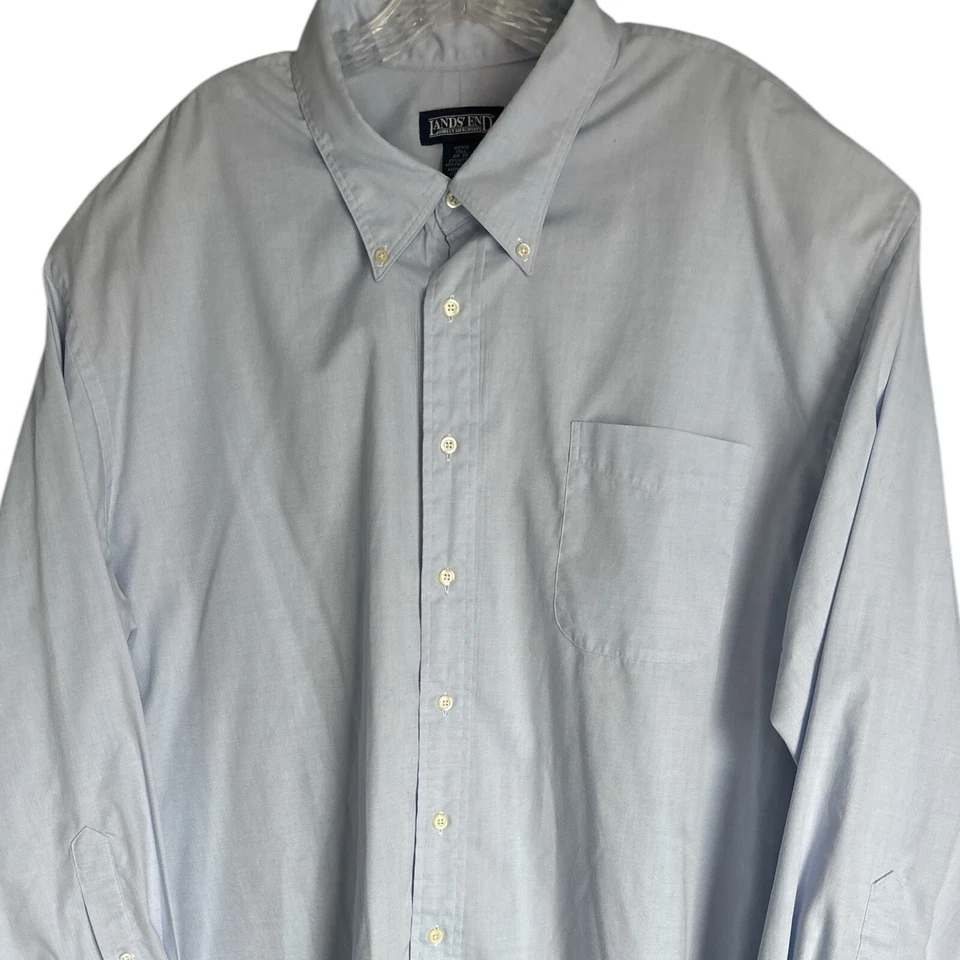 Camisa con botones Lands' End Direct Merchants cambray para hombre talla alta 20-36 azul Foto 3 de 4