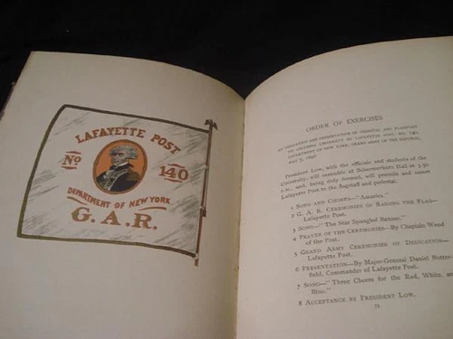1898 NY GAR ~ LAFAYETTE POST & DEDICATION OF THE FLAG BOOK