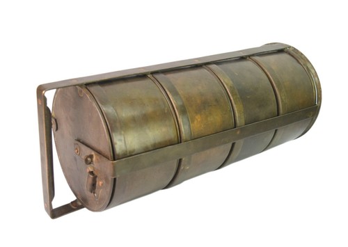Old Brass Four Tier Tiffin Food Carrier Indian Big Heavy Size Lunch Box G66-838 - Picture 3 of 9