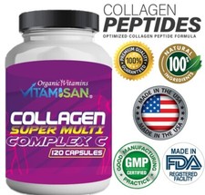 Collagen Peptide Vitamins w Biotin Collagen Type 1, 2, 3, 5,10 Joint Support 120