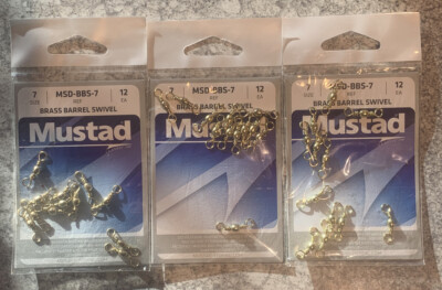 3 Packs Mustad Brass Barrel Swivel Size 7