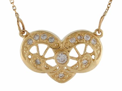 Filigranes Damen-Halskette 10 Karat oder 14 Karat Gelbgold echter Diamant akzentuiert
