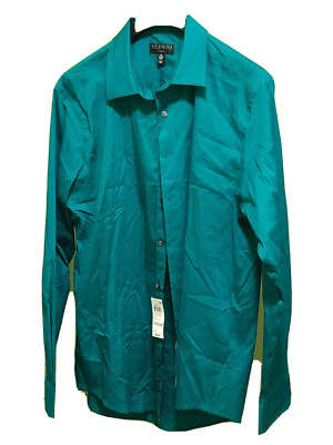 Alfani Mens Slim Fit Officewear Button-Down Shirt Green XL