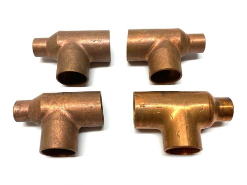 Copper Tube Reducing Tee Fitting 1/2" x 1/2" x 1/4" LOT OF 4