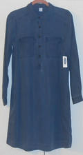 WOMEN'S OLD NAVY FADED DARK WASH BLUE TENCEL L/S  SHIRT DRESS - SIZE SMALL