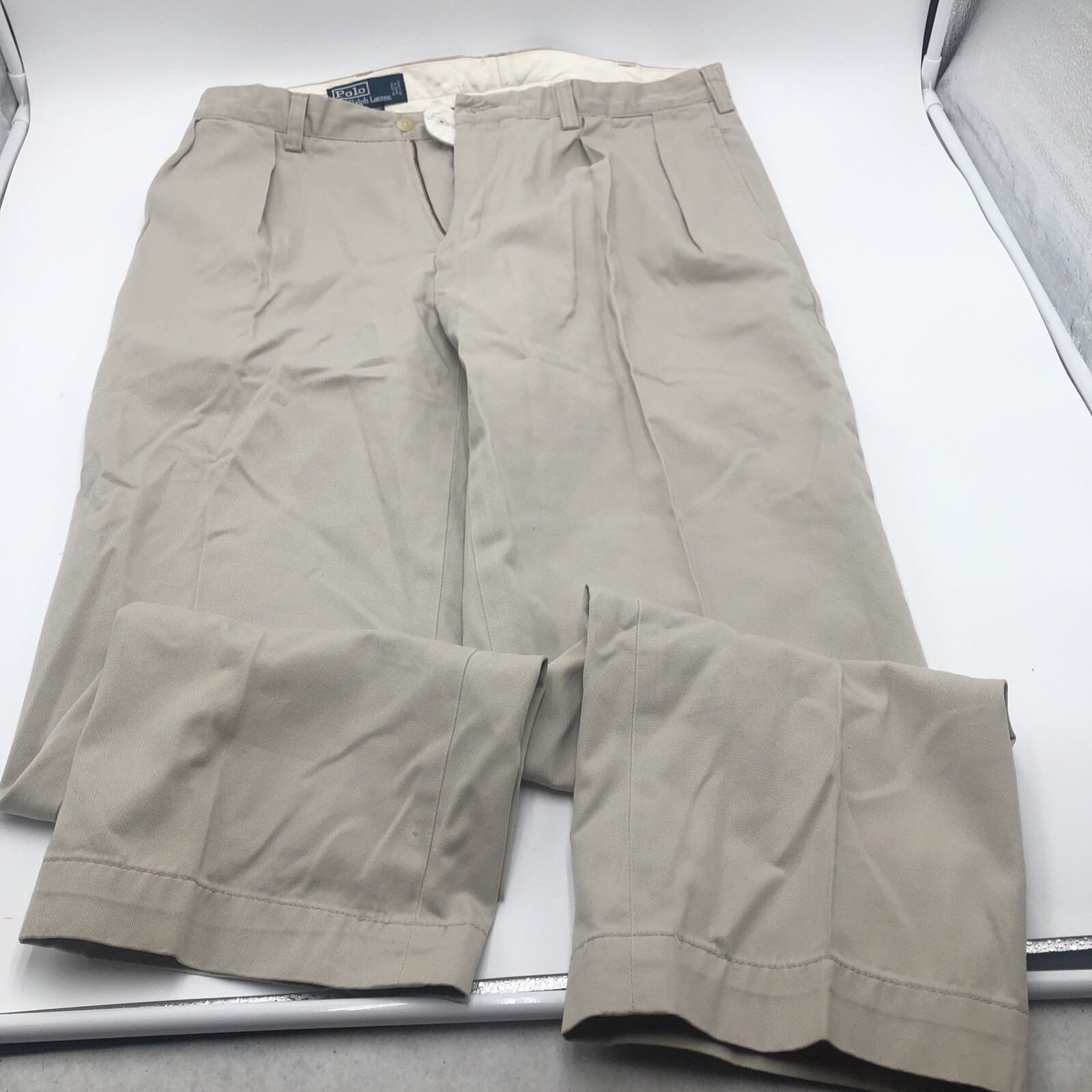 Polo Ralph Lauren, Vintage 35x30 Polo Ralph Lauren Chino Dress Pants Mens Beige Cream Made In USA