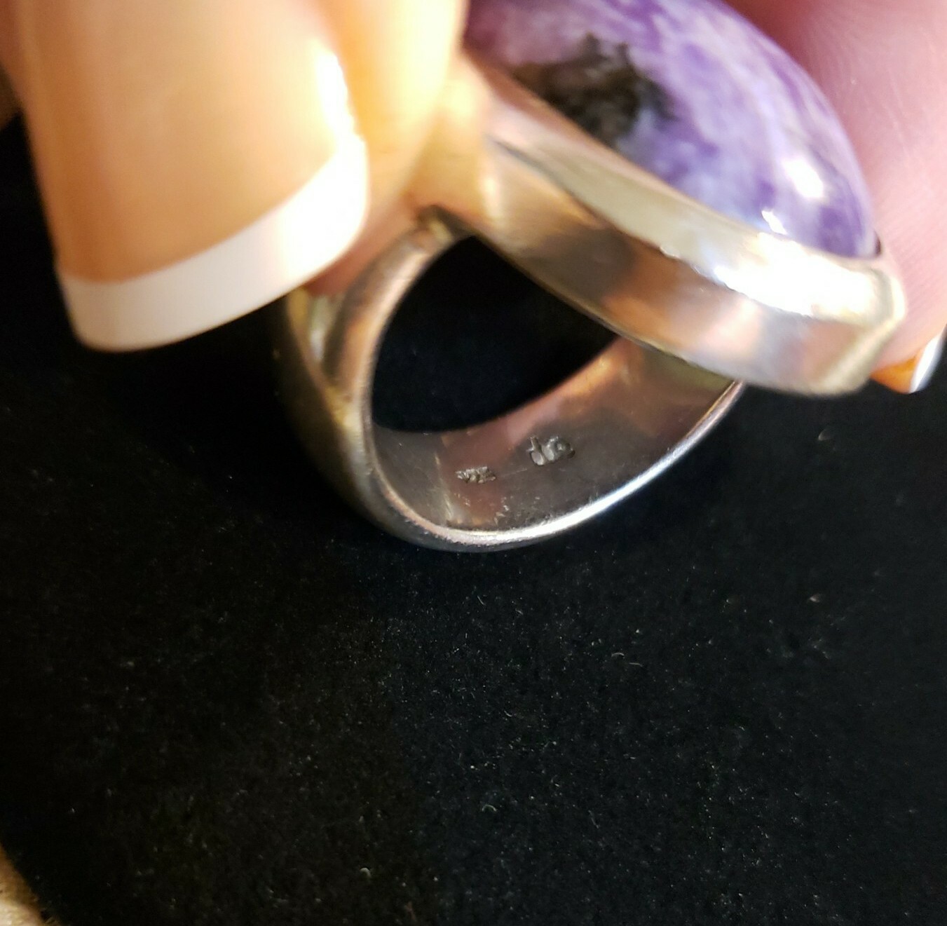 Bold Sterling Silver CHAROITE Ring, Designer Sign… - image 8