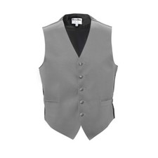 New Mens Silver Satin Tuxedo Vest Bow Tie Real Pockets MADE IN USA Best Quality