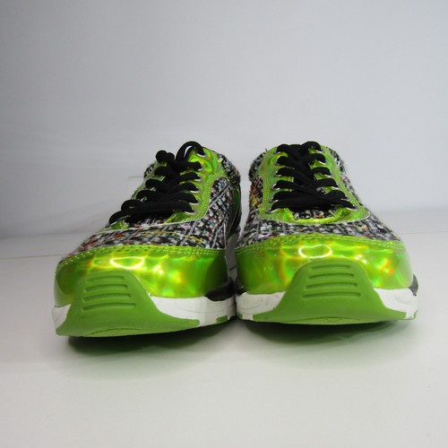 Qupid Women's Black & Neon Lime Fashion Sportie Patterned Sneaker Size 10 New - Picture 7 of 13
