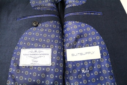 Suitsupply La Spalla Men's Blazer UK44R Blue Slim Linen Silk Half-Lined Retro - Picture 5 of 15