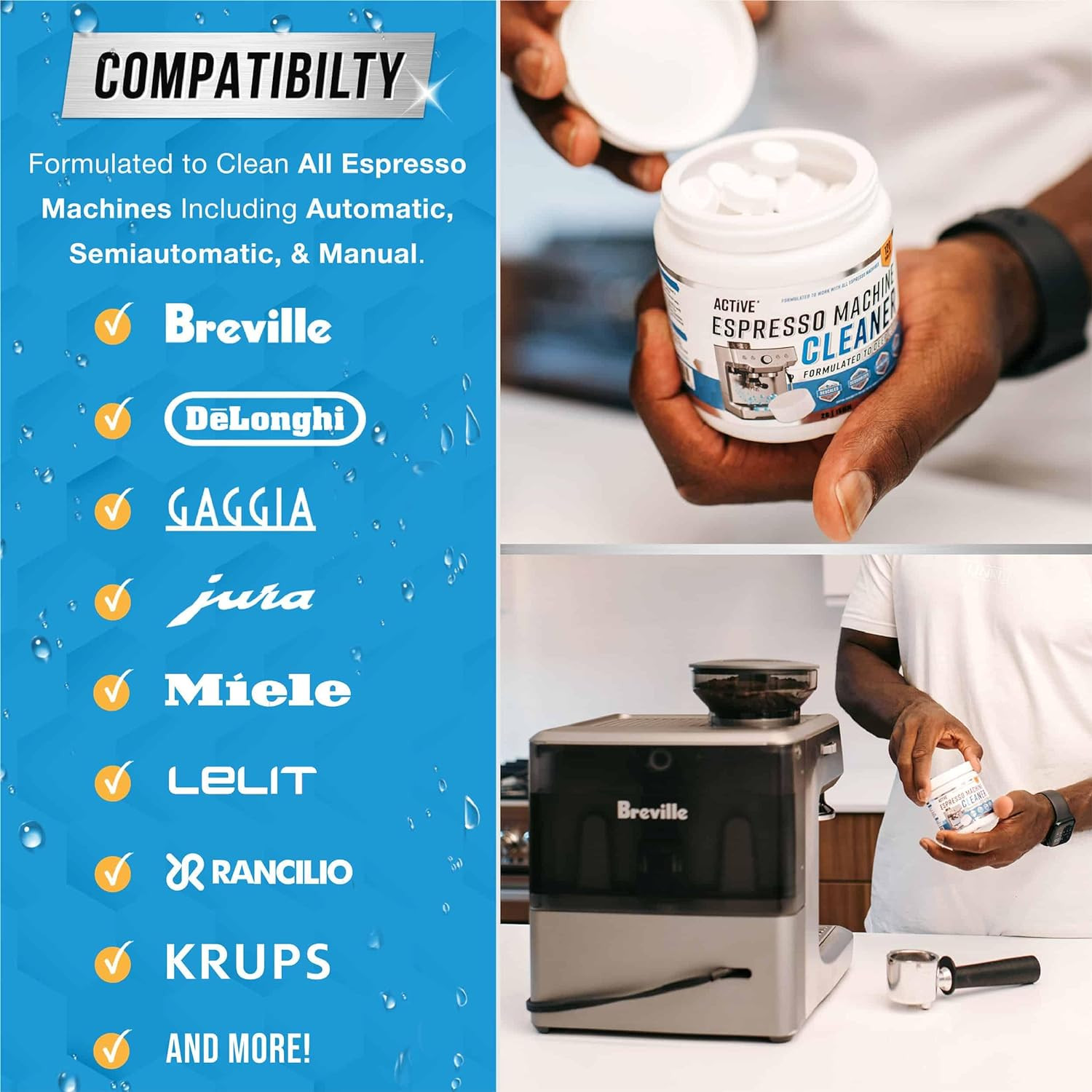 ACTIVE Espresso Machine Cleaning Tablets Descaling - 120 Tabs | Compatible with 