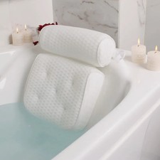 Bath Pillow For Bathtub Support Neck Head And Back With Non Slip Suction Cups