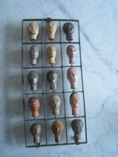Vintage 1960s Iron & Wood Folk Art Painted FIgurine Head Modernist Artwork
