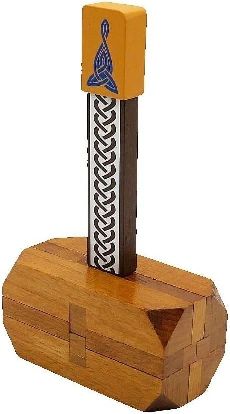 Brain Teaser Math Puzzle - Thor's Hammer Wooden Puzzle - Project Genius