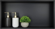 Stainless Steel Shower Niche 24" X 12" Matte Black No Tile Needed Niche Shower