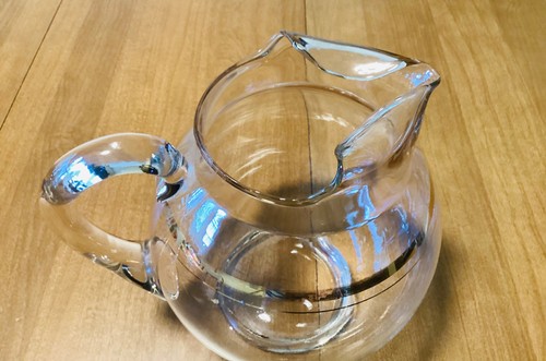 Vintage-CLEAR w/Gold Trim-BALL PITCHER-Tea/Water/Lemonade-8” Tall - Picture 3 of 3