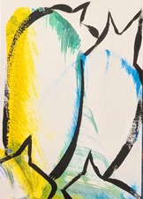 ACEO Cat Painting Abstract Original Collectible Modern Art Card Samantha McLean