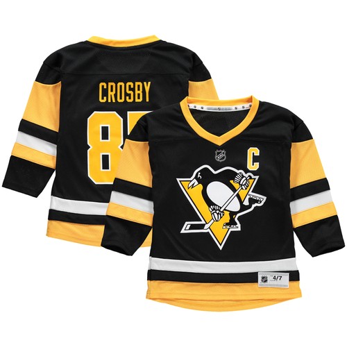 Camiseta deportiva preescolar Sidney Crosby negra de los Pittsburgh Penguins réplica de jugador - Imagen 1 de 3