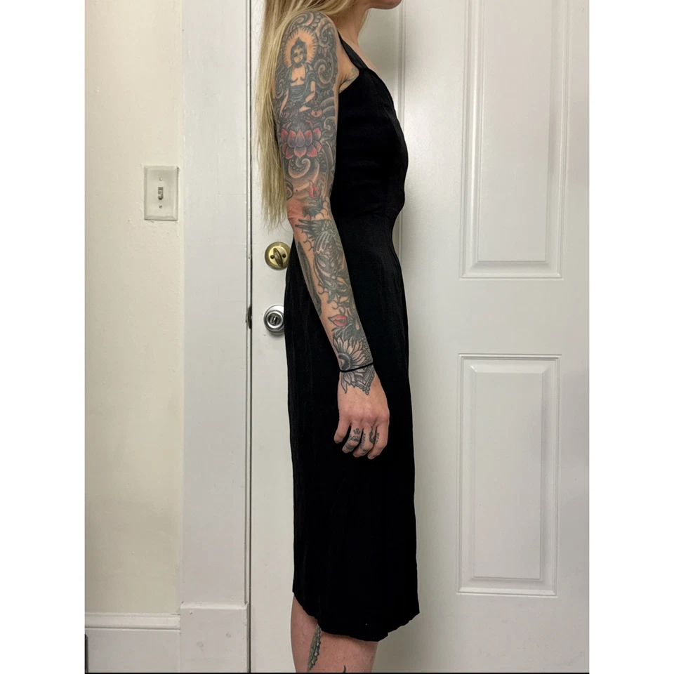 Sexy Vestido Lápiz Midi De Colección Años 70 A Medida Negro Mod Sweetheart Cambio Alta XS Foto 2 de 4