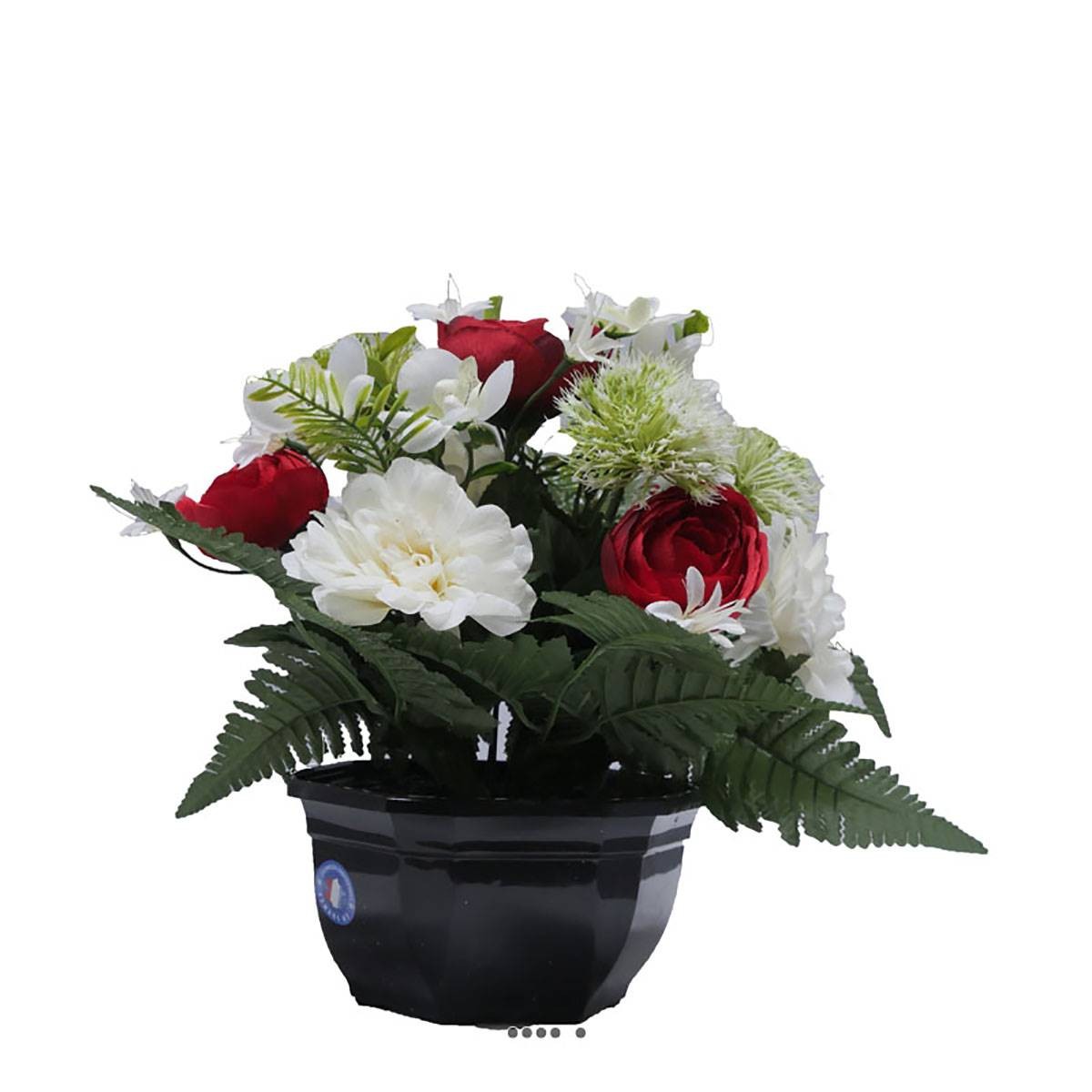 Coupe fleurs artificielles cimetière renoncules alliums chrysanthèmes