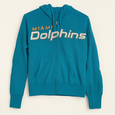 G-III Damen Miami Dolphins Curtain Call Full-Zip Hoodie Aqua Klein