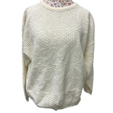    Adele Knitwear Vintage Women M Cream Textured Sweater   Made in USA