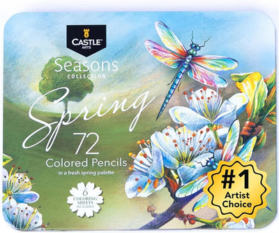 Castle Art Supplies 72 Spring Colored Pencils Set | Wax-Based Pencils with Soft,