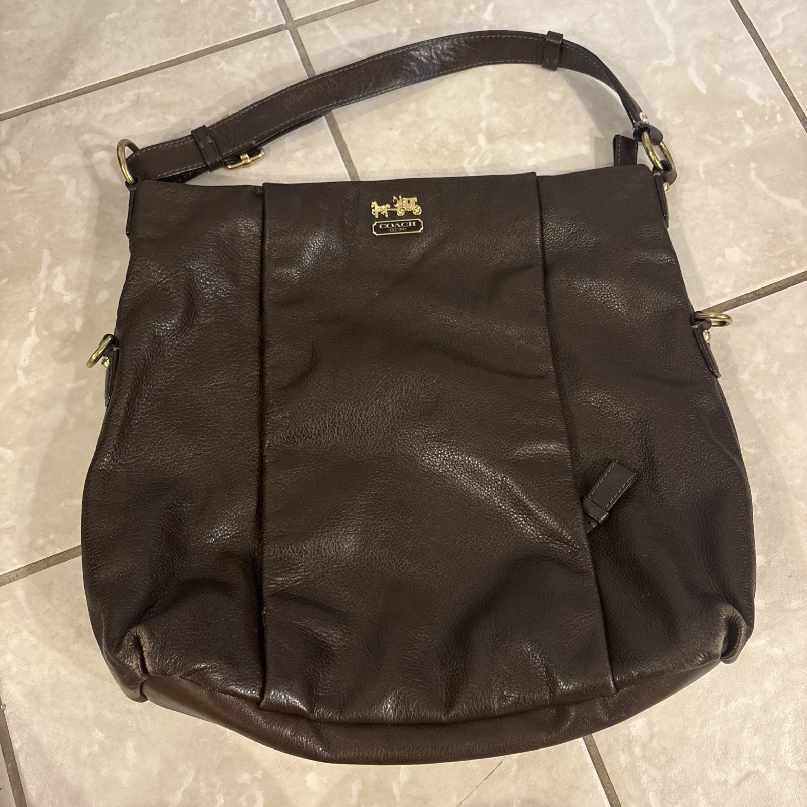COACH Project Bag - Madison Isabelle Espresso Pebbled Leather Shoulder Handbag