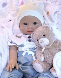 Full Body Silicone 20” Baby Boy Doll  Lifelike Floppy Squishy Infant Pacifier