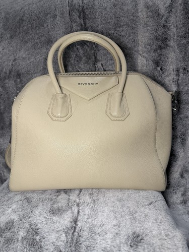 Givenchy Antigona Medium Beige Pebbled Leather Satchel Silver Hardware