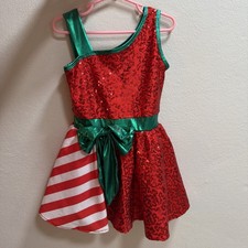 US Girls Sparkly Sequins Ballet Dance Christmas Costume Elf Party Fancy Dress