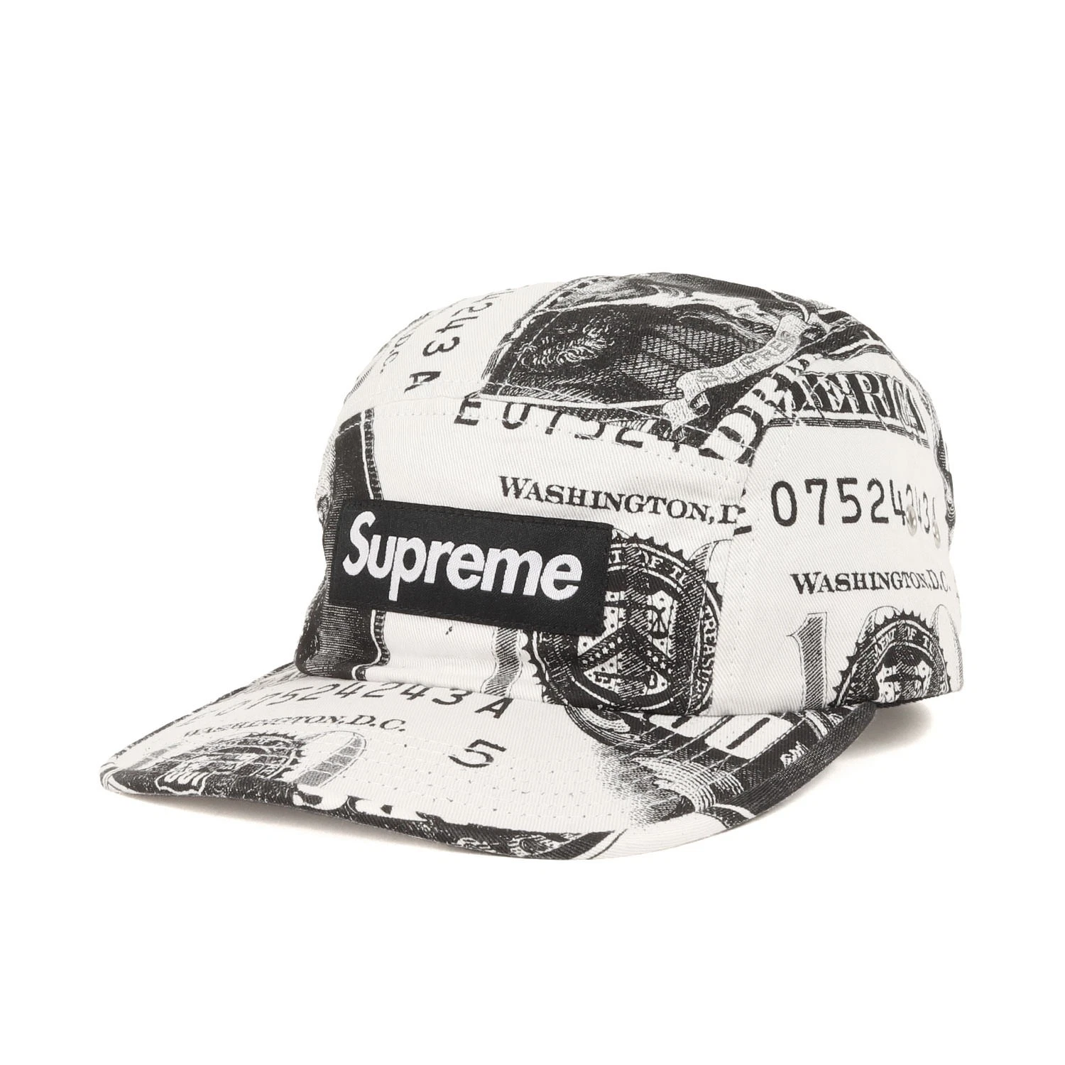 Casquette Supreme / Dollar Bill Motif Boîte Logo Camp Franklin Blanc Marque Chapeau
