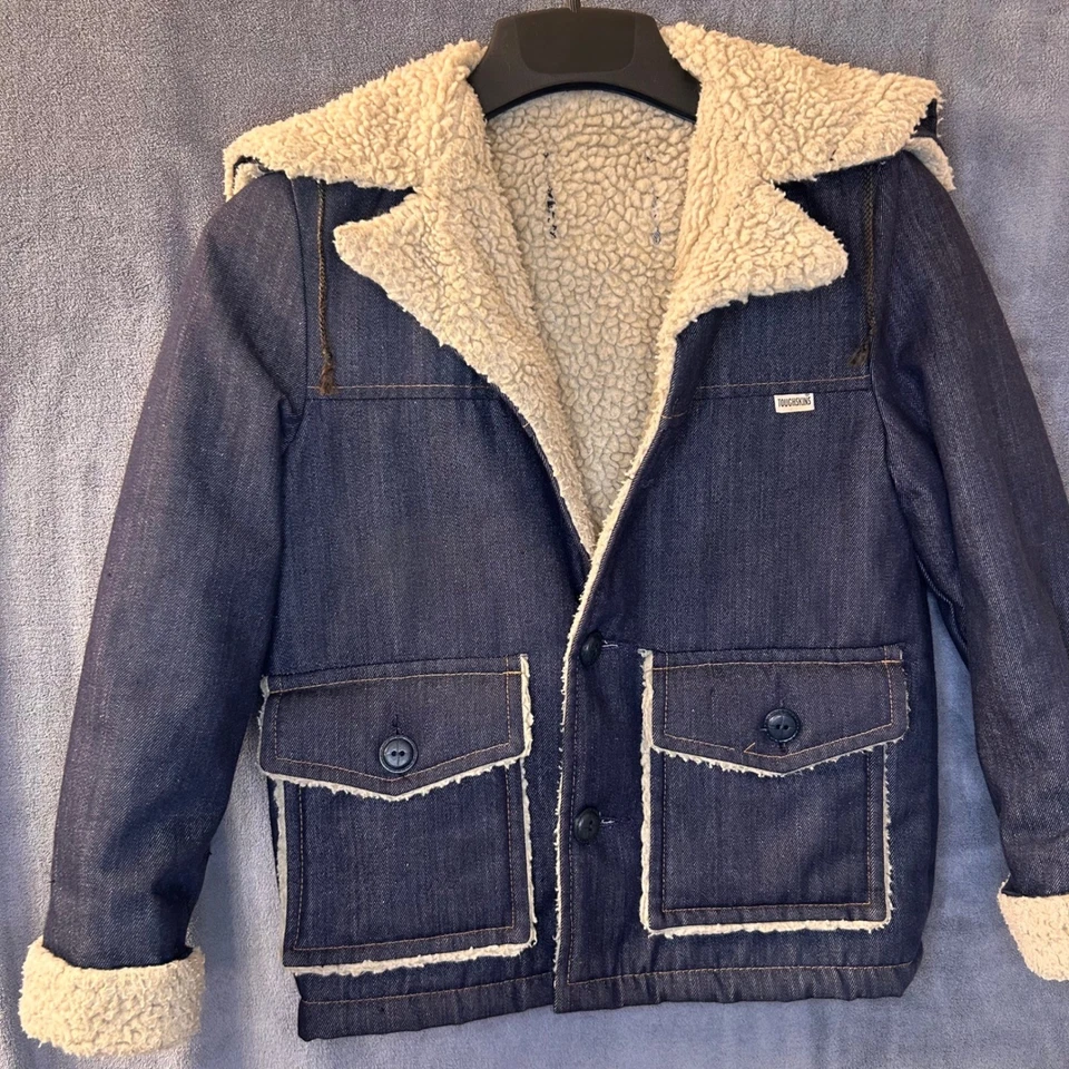 Abrigo de invierno vintage Toughskins niños 4T denim forrado sherpa estilo occidental Foto 2 de 4