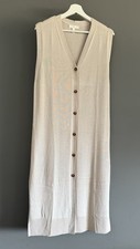 H&M Ladies Beige Nude Knit Midi Sleeveless Dress Cardigan Waistcoat Size M