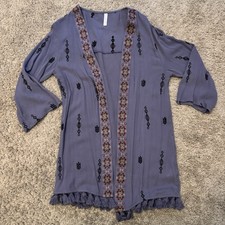 Xhilaration Floral Kimono Women s XS/S Boho Geometric Print Purple Flowy Topper