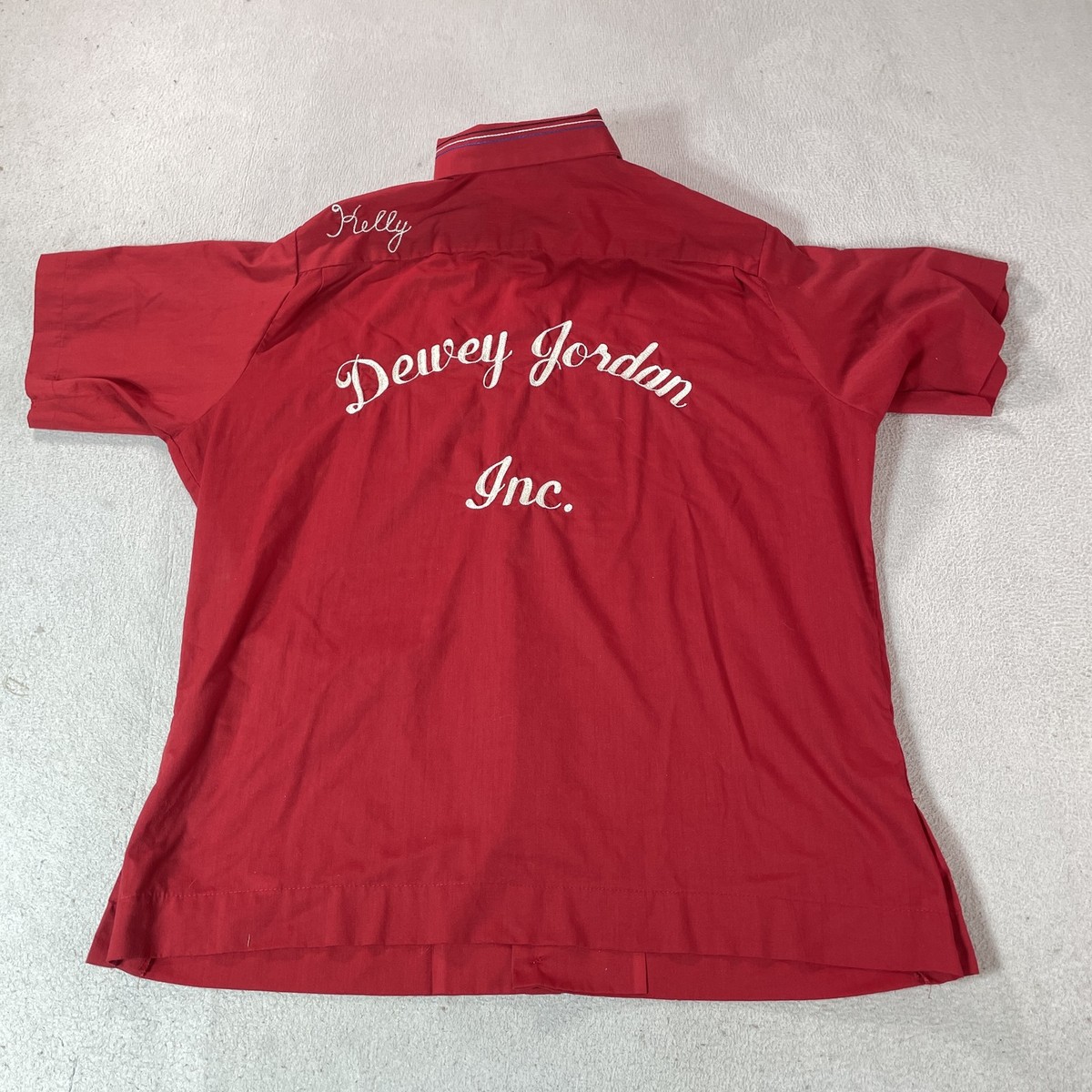 Vintage King Louie Bowling Shirt Mens Large Red Chainstitch Dewey