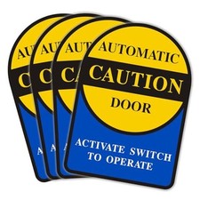 4 Pcs Caution Automatic Door Sticker, 2-Sided visible Activate 4 pcs blue