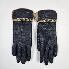 Aris Snuggler Blue Driving Gloves Womens Vtg Vinyl Backed Sherpa Lined Vintage