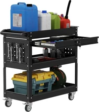 3 Tier Heavy Duty Tool Cart, Mechanic Metal Rolling Tool Cart 900 Lbs Work Cart