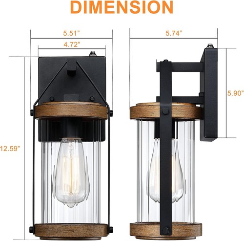Lonedruid 2 Pack Dusk to Dawn Outdoor Wall Light Fixtures - Picture 3 of 7