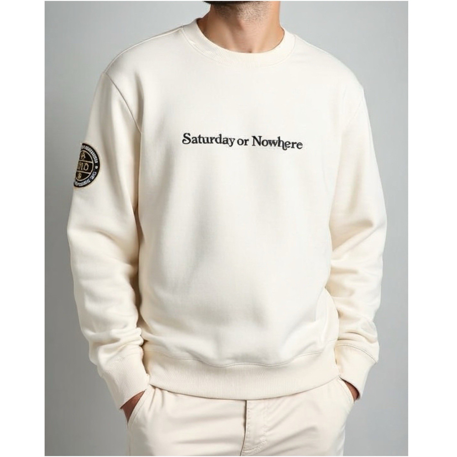 NWT NEW YORK OR NOWHERE x SNL “Saturday” Unisex Crewneck Sweatshirt, Cream, LG