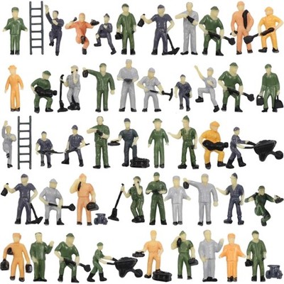 P8710 Assorted Painted Figures Construction Worker Gauge H0 Pack of 50