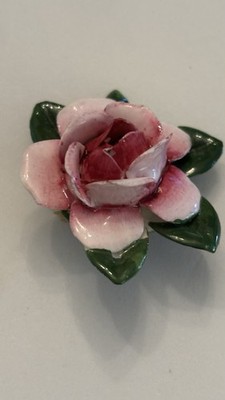 Vintage Royal Adderley Pink Porcelain Rose Brooch Pin Made In England