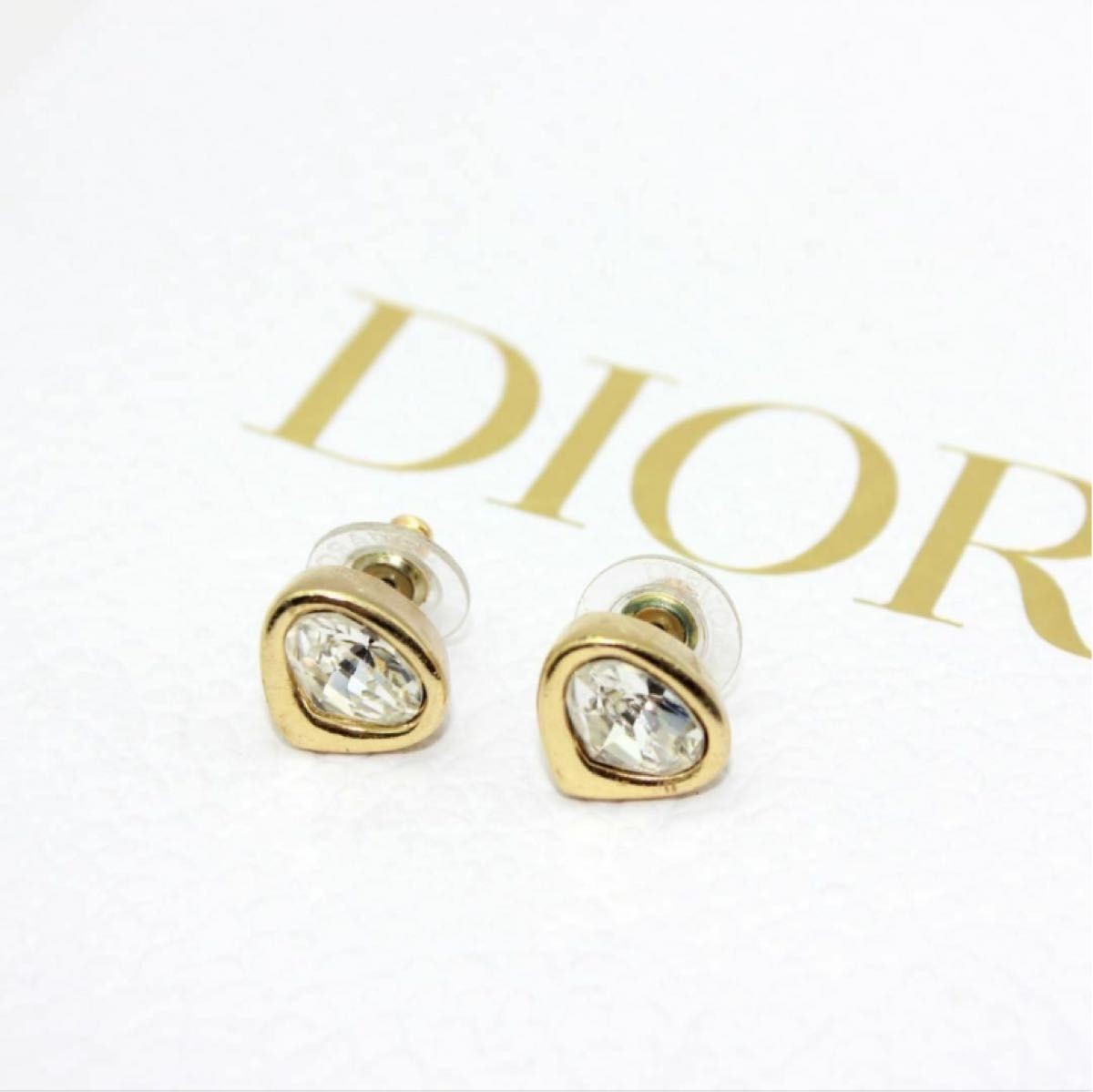 Christian Dior Gold Stone Stud Earrings Luxury Fashion Jewelry