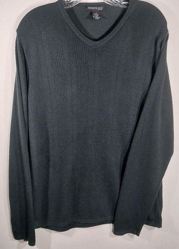 Vintage Kenneth Cole New York Cable Knit Sweater Charcoal Grey Mens Size L Y2K