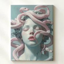 Medusa Marble Bust Canvassurreal Mythical Sculpture Art Wall Art