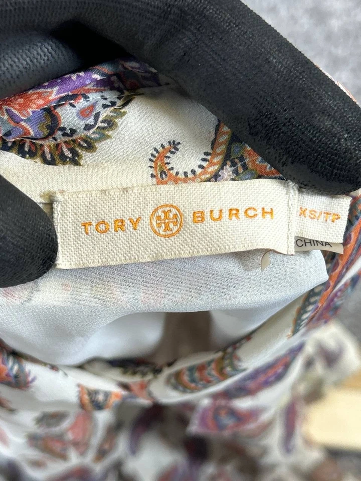 Romper Tory Burch Feminino Xs Branco Roxo Verde Paisley * - Imagem 3 de 4
